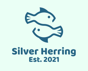 Herring - Blue Twin Fish Pisces logo design