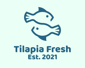 Tilapia - Blue Twin Fish Pisces logo design