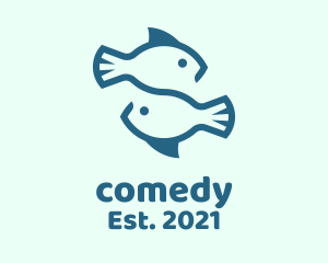 Astrologist - Blue Twin Fish Pisces logo design