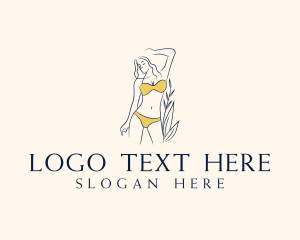 Beachwear - Yellow Swimsuit Woman logo design