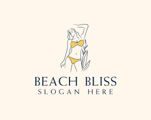 Yellow Swimsuit Woman logo design