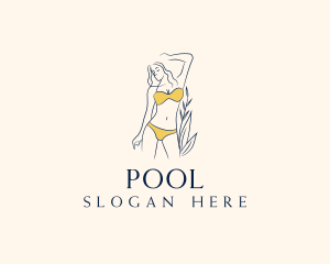 Bikini - Yellow Swimsuit Woman logo design