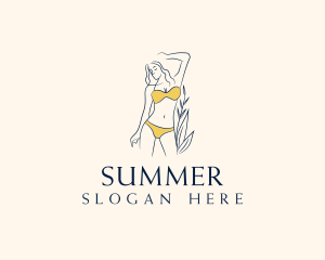 Yellow Swimsuit Woman logo design