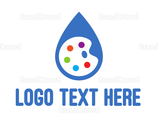 Water Drop Art Paint Palette Logo