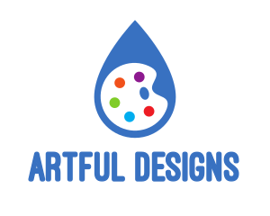 Water Drop Art Paint Palette  logo design