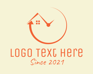 Housing - Orange House Clock logo design