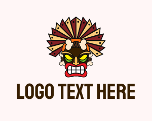 Polynesian - Tribal Tiki Headdress logo design