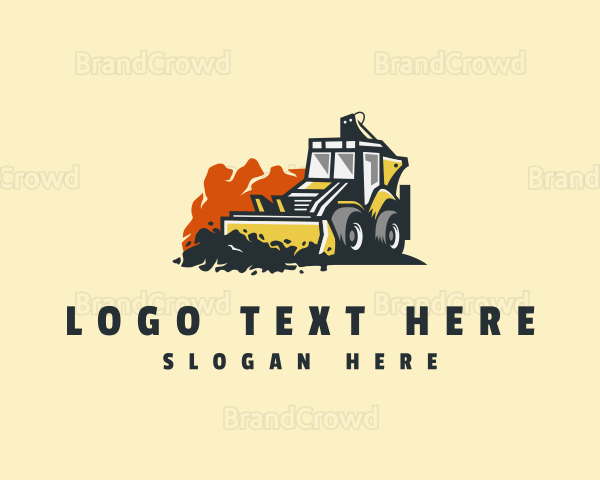 Bulldozer Construction Demolition Logo