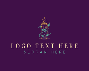 Candle - Floral Candle Flame logo design