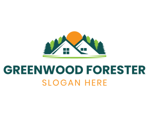 House Roof Forest Sun logo design