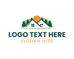 Vacation - House Roof Forest Sun logo design