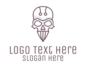 Skeletal - Modern Skull Outline logo design