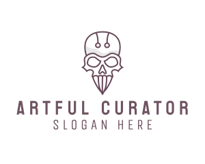 Skull Skeleton Circuit logo design