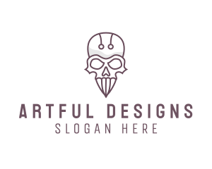 Skull Skeleton Circuit logo design