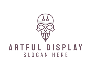 Skull Skeleton Circuit logo design