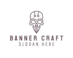 Skull Skeleton Circuit logo design