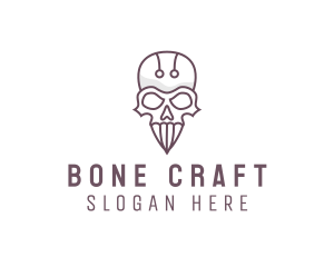 Skeletal - Skull Skeleton Circuit logo design