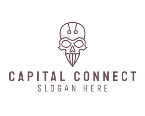 Skull Skeleton Circuit logo design