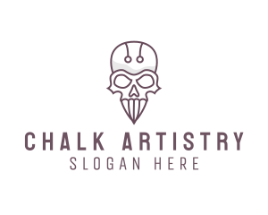 Skull Skeleton Circuit logo design