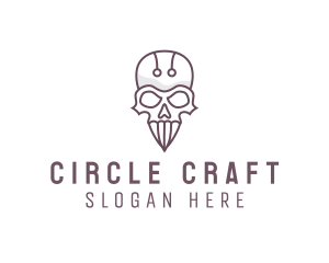 Skull Skeleton Circuit logo design