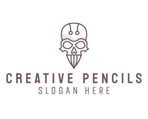 Skull Skeleton Circuit logo design