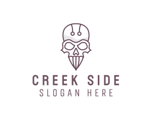 Skull Skeleton Circuit logo design