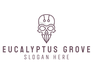 Skull Skeleton Circuit logo design