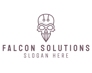 Skull Skeleton Circuit logo design