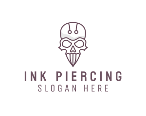 Piercing - Skull Skeleton Circuit logo design