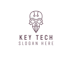 Skull Skeleton Circuit logo design