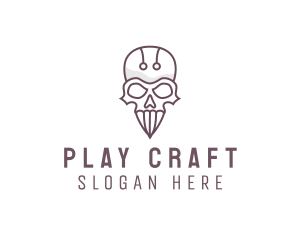 Skull Skeleton Circuit logo design