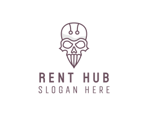 Skull Skeleton Circuit logo design