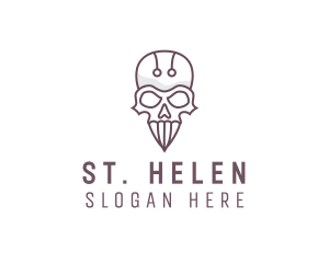 Skull Skeleton Circuit logo design