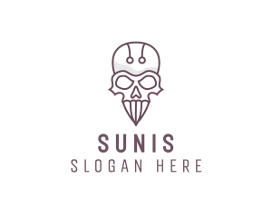 Skull Skeleton Circuit logo design