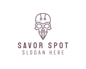 Skull Skeleton Circuit logo design