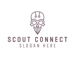 Skull Skeleton Circuit logo design