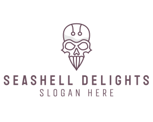 Skull Skeleton Circuit logo design