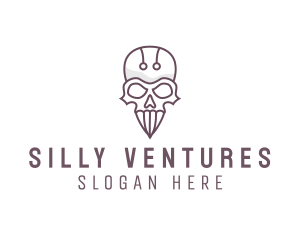 Skull Skeleton Circuit logo design