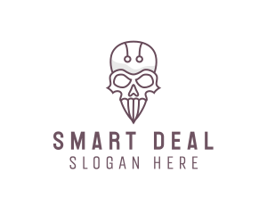 Skull Skeleton Circuit logo design