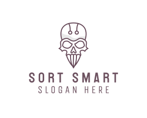 Skull Skeleton Circuit logo design