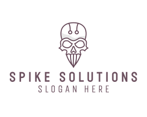 Skull Skeleton Circuit logo design