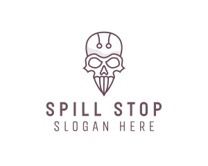 Skull Skeleton Circuit logo design