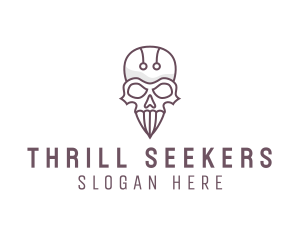 Skull Skeleton Circuit logo design