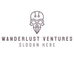 Skull Skeleton Circuit logo design