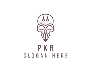 Skull Skeleton Circuit logo design