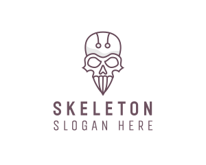 Skull Skeleton Circuit logo design