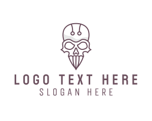 Skeletal - Skull Skeleton Circuit logo design