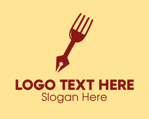 Food Blog - Fork Fountain Pen logo design