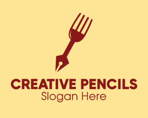 Fork Fountain Pen logo design