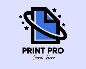 Printer - Paper Orbit Planet logo design